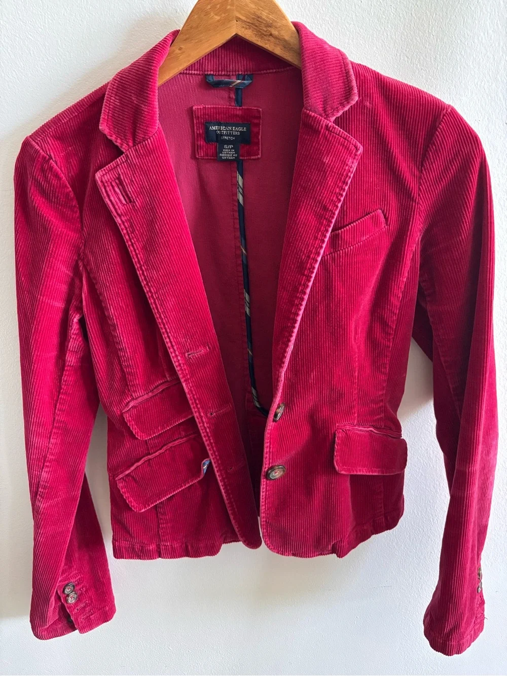 American Eagle Outfitters Women’s Pinkish Red Corduroy Blazer